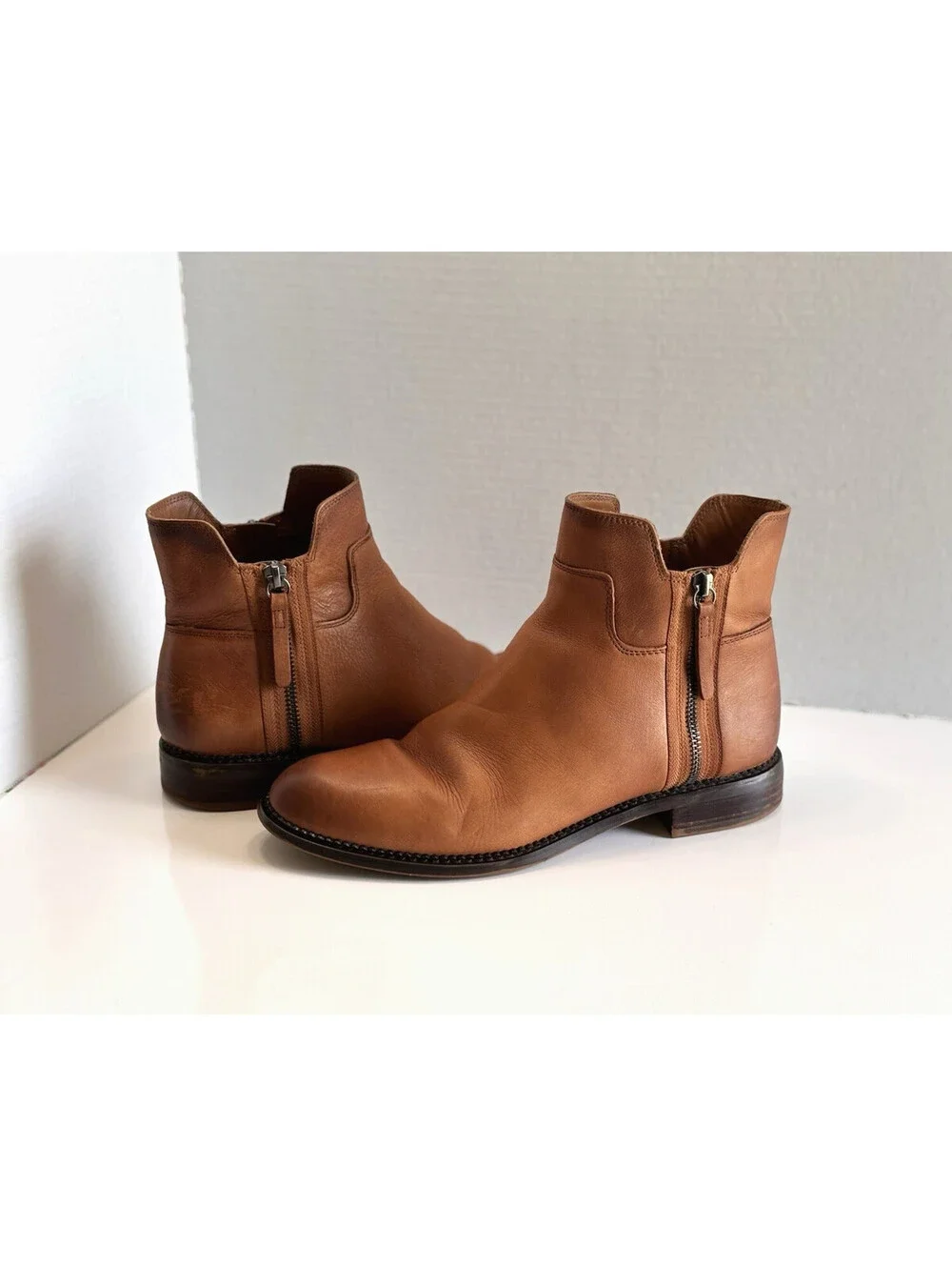 Franco Sarto Halford Womens Brown Leather Comfort Casual Ankle Booties Size 9.5M